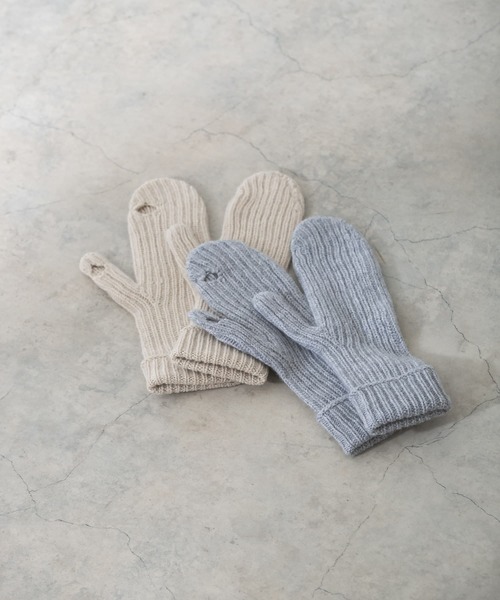 グレー リブ編み 指なし手袋 William Brunton WILLIAM BRUNTON 手袋 William Brunton Hand Knits 3PLY Open