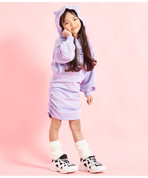 ANAP kids（アナップキッズ） ワンピース ねこ耳フード付きミニ裏毛