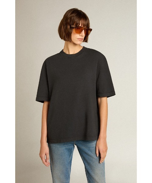 tシャツ Tシャツ（ウォッシュドブラック） バックに逆さまのロゴ - Asian fit メンズ レディースの画像