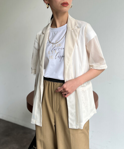 Chez toi（シェトワ） ジャケット テーラードジャケット 5分袖メッシュ