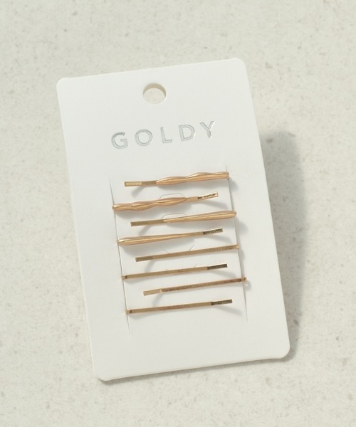 781【新品未使用】ヘアピン２本セット／ラインミニピンＬ＆Ｓ／ゴールド×パープル GOLDY（ゴールディ） ヘアピン ミニマル ライン マルチ セット