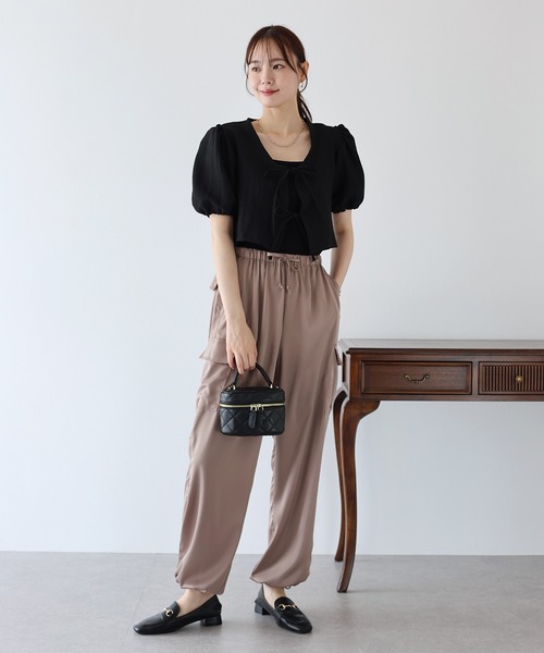 定価2.5万 セブンテン フロントリボン シャツ ブラウス ブルー S 定価2.5万 セブンテン フロントリボン シャツ ブラウス ブルー S