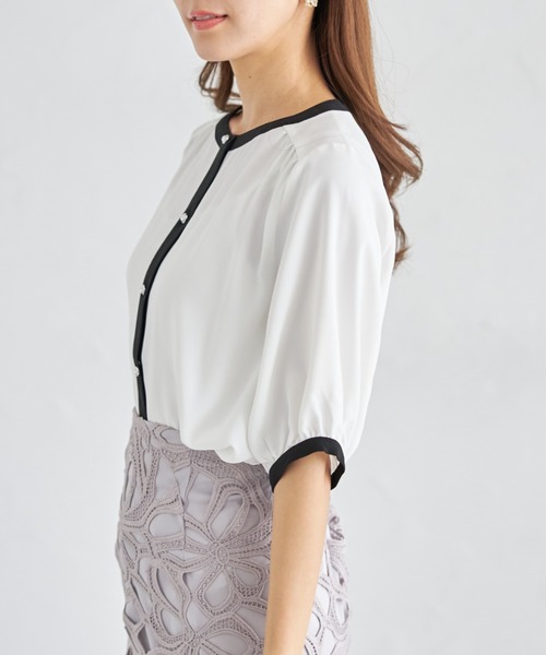tocco closet ブラウス シャツ 「ZOZO限定」配色ノーカラー