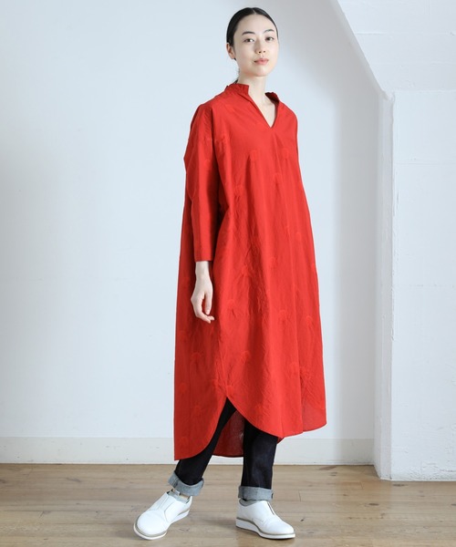 Plantation」 長袖ワンピース M size レッド レディース : 84828848  