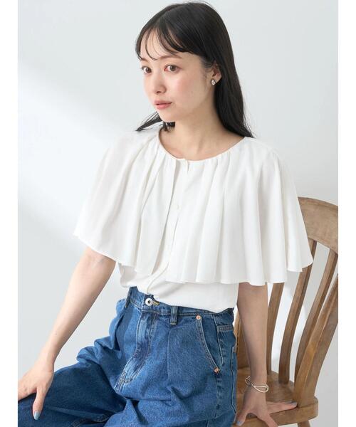 ブラウス シャツ メッシュケープカラー ブラウス レディース BEAMS WOMEN｜【6/12再値下げ】メッシュケープカラー ブラウス