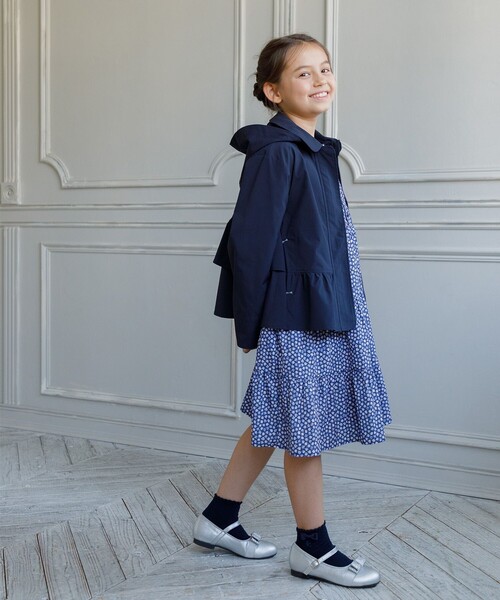 ハンドメイド子供服 ワンピース140.100 5部丈110 110-140㎝】ドットシフォン ワンピース / 組曲 KIDS