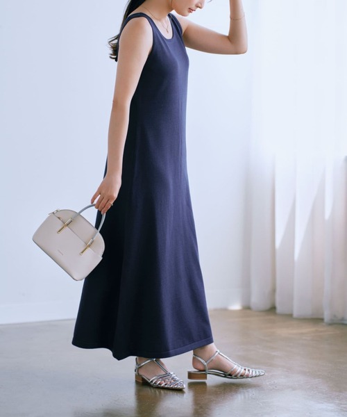 ワンピース メッシュカーデ＆ニットワンピースセット「低身長・小柄女性」