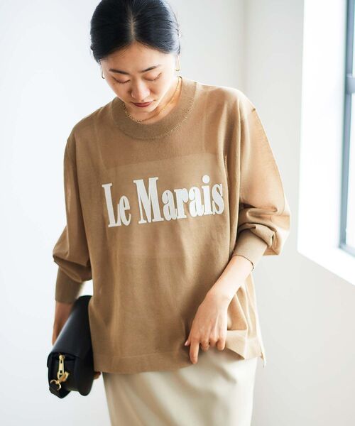 ニット セーター シアー刺繍ロゴニット レディース