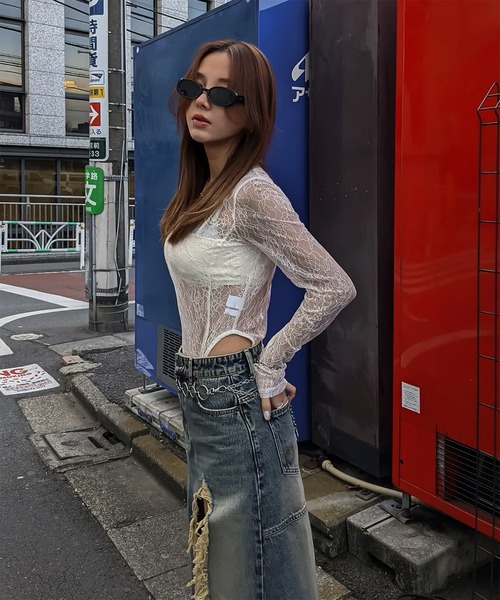 ACLENT フラワーレースボディスーツ レディース : ZOZOTOWN