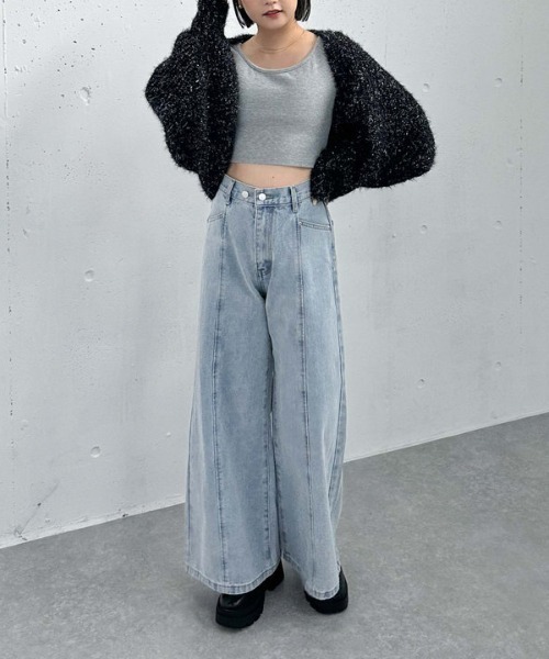 archives ジーンズ デニム デニムパンツ リボン刺繍ワイドデニム