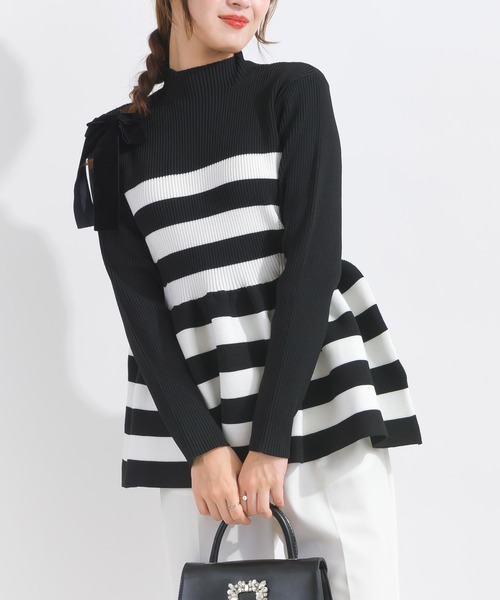 PICCIN PERLA ニット セーター ハイネックペプラムニット レディース