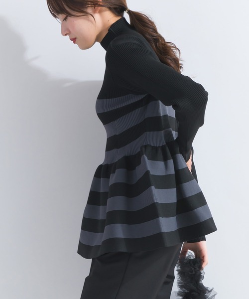 ニット セーター プチハイネックペプラムチュニックニット レディース PICCIN PERLA ニット セーター ハイネックペプラムニット