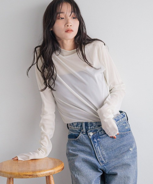 LOWRYS FARM tシャツ シアーハイネックLS 234643 レディース