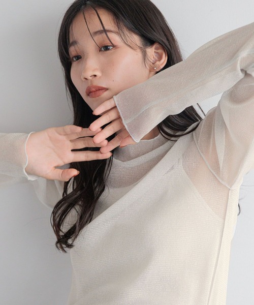 LOWRYS FARM tシャツ シアーハイネックLS 234643 レディース