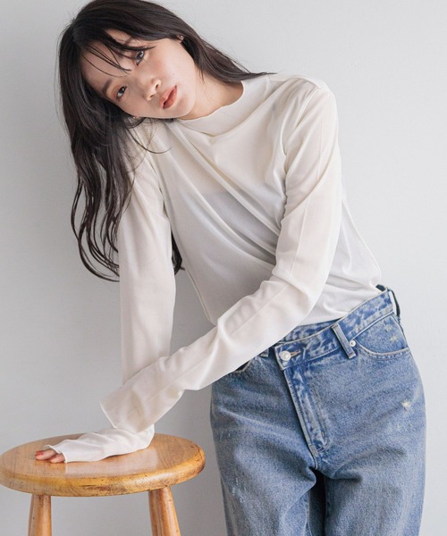LOWRYS FARM tシャツ シアーハイネックLS 234643 レディース