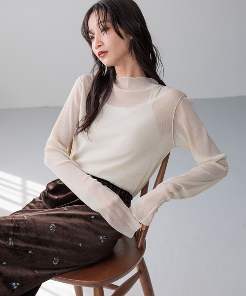 lia出品 LOWRYS FARM tシャツ シアーハイネックLS 234643 レディース