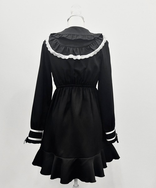 DearMyLove ワンピース ヨークフリルハートビジューリボンフレア