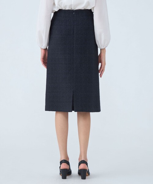 美品✨Ballsey ミックスヤーンツイード Iラインスカート　ネイビー Ballsey（ボールジィ） スカート ラメミックスツイード プレーンタイト