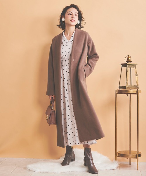 NOELA（ノエラ） ノーカラーコート - ブラウン レディース : ZOZOTOWN