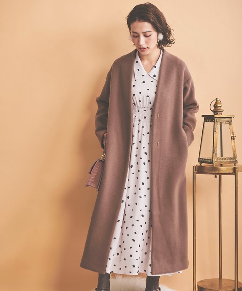 NOELA（ノエラ） ノーカラーコート - ブラウン レディース : ZOZOTOWN
