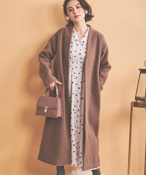 NOELA（ノエラ） ノーカラーコート - ブラウン レディース : ZOZOTOWN