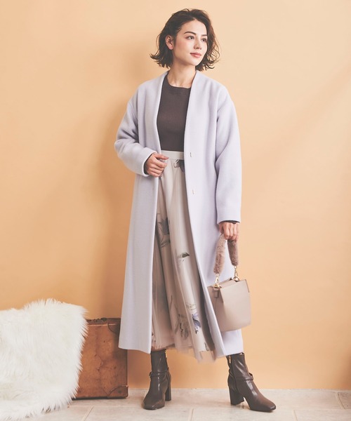 NOELA（ノエラ） ノーカラーコート - ブラウン レディース : ZOZOTOWN