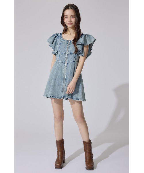 【ヒロインワンピ】フリルスリーブマーメイドワンピース 夏服 セール】【ヒロインワンピ】フリルスリーブマーメイドワンピース