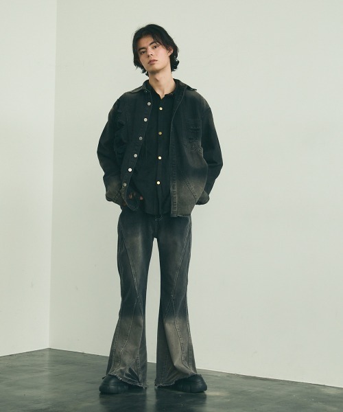 Shoowtime（ショウタイム） シャツ vintage wash black denim shirt