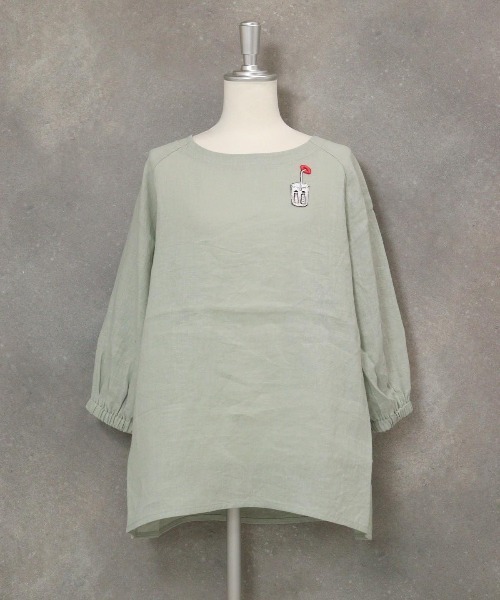 STUDIO PICONE ブラウス シャツ 刺繍ワッペン麻100％チュニック