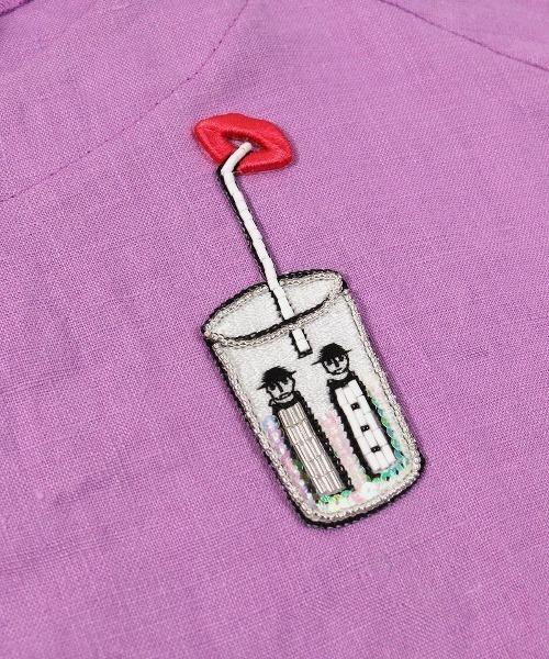 STUDIO PICONE（スタジオピッコーネ） ブラウス シャツ 刺繍ワッペン麻