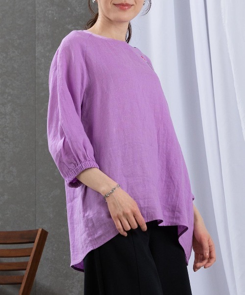 STUDIO PICONE（スタジオピッコーネ） ブラウス シャツ 刺繍ワッペン麻