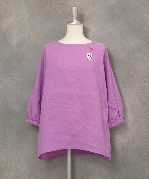 STUDIO PICONE（スタジオピッコーネ） ブラウス シャツ 刺繍ワッペン麻