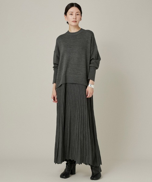 Curensology ニット ロングワンピース 長袖　チャコールグレー Curensology ニット ロングワンピース 長袖 チャコールグレー