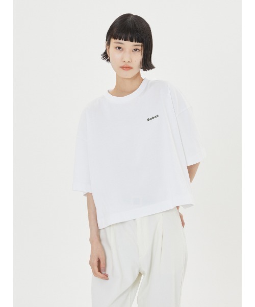 Barbour（バブアー） tシャツ クロップド ワンポイントロゴ Tシャツ
