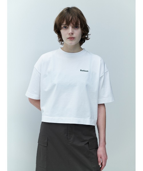 tシャツ JAPAN LIMITED” クロップド ワンポイントロゴ Tシャツ レディース Barbour tシャツ JAPAN LIMITED” クロップド ワンポイントロゴ T