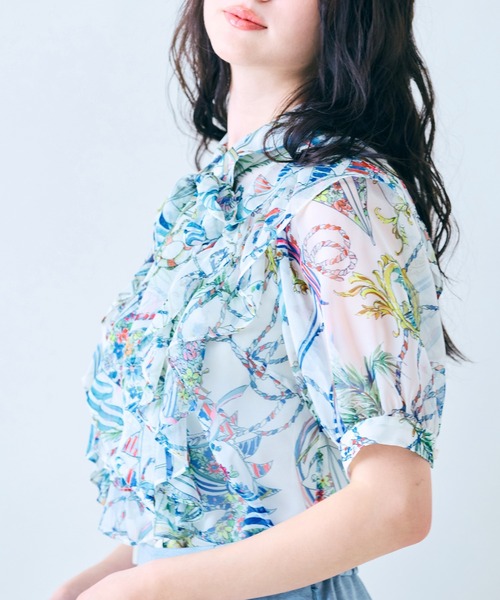 Audie a Muses ブラウス シャツ マリンPTリボンタイブラウス