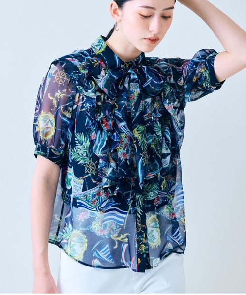 マリンPTリボンタイブラウス