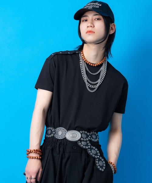 ベルト an meets zakka ネイティブ刻印オーバルビッグコンチョバックル