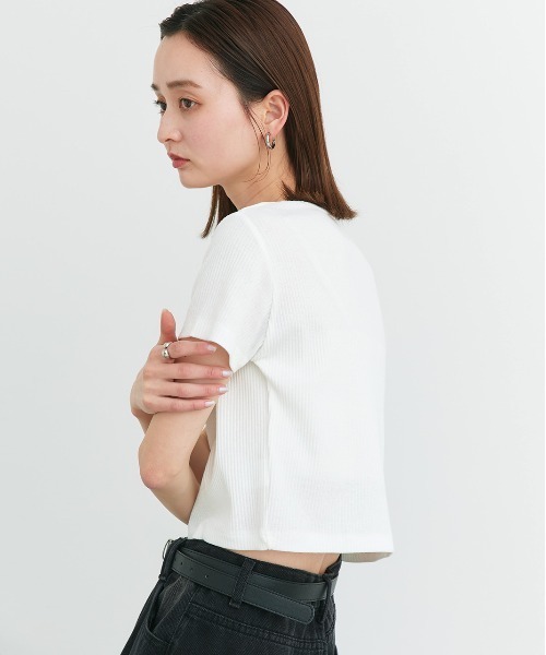 tシャツ リブ クルーネックTシャツ レディース ユニクロ公式 | リブクルーネックT（5分袖）