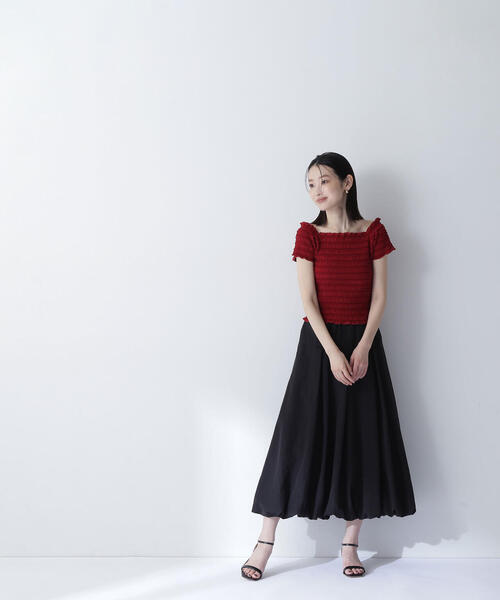 tシャツ シャーリングコンパクトカットソー レディース NATURAL BEAUTY BASIC tシャツ シャーリングコンパクト