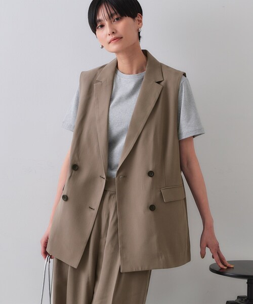 美品 Plantation ウールコットン テーラードベスト ジレ ベージュ 美品 Plantation ウールコットン テーラードベスト ジレ ベージュ 2