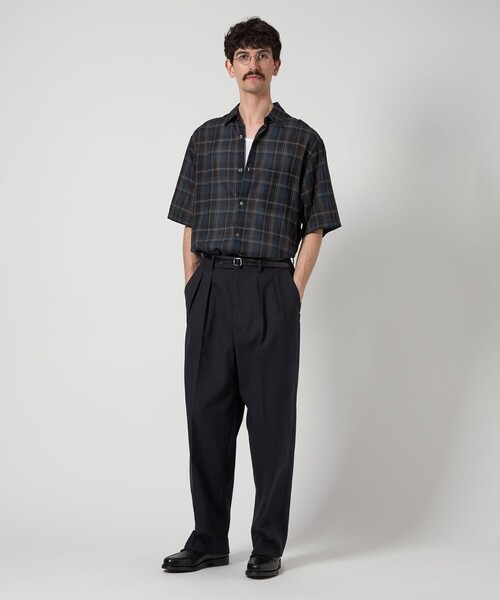 スティーブンアラン 半袖 レギュラーカラー 半袖 チェック シャツ L STEVEN ALAN シャツ 「Steven Alan」 シアー マドラスチェック