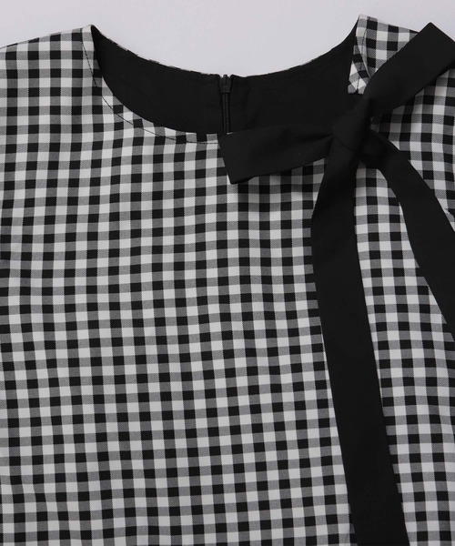 Fit more ギンガムリボンギャザートップス レディース : ZOZOTOWN