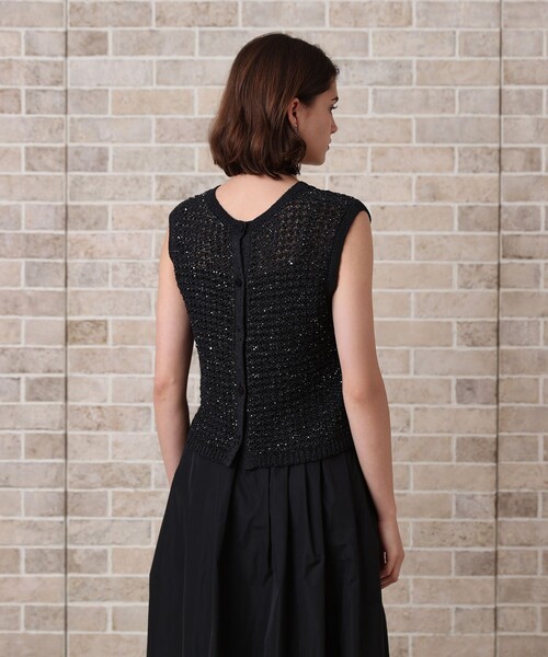 ANAYI 黒 ニット　ファンシーヤーン セーター ANAYI（アナイ） サマーニット ニット セーター シークインペーパー