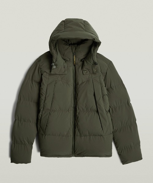 STONE  フード付きダウンジャケット ダウンコート ダウンジャケット ストラップ付き中綿フードダウン