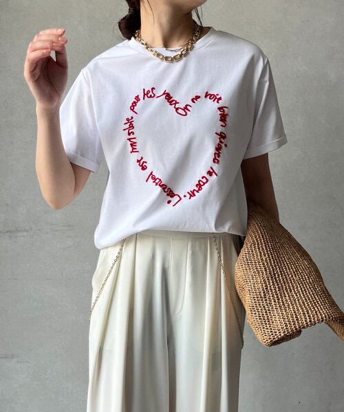 tシャツ 「WEB限定」ハート刺繍TEE レディース