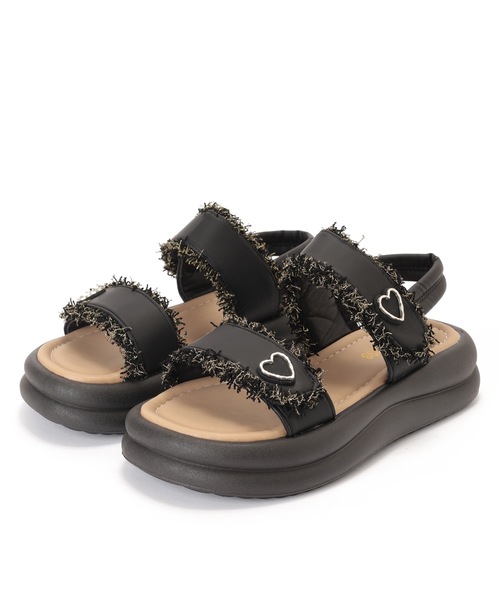 新品】lilLilly ハートモチーフクリアサンダル 黒 厚底 23.5 【公式通販】