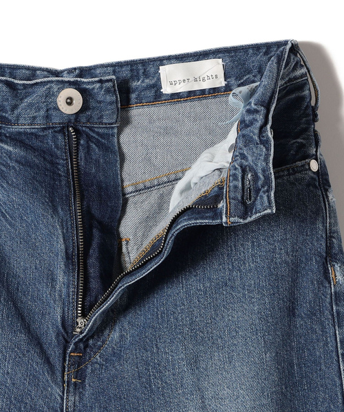 [upperhights] повреждение обработка Denim брюки SMALL голубой женский 