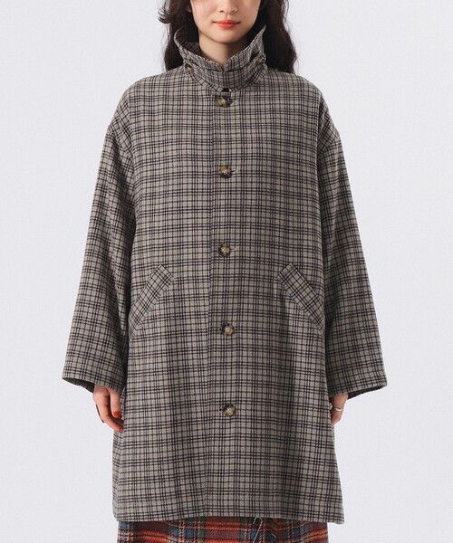 ［中古・美品］BEAMS LIGHTS ガンクラブチェック ステンカラーコート BEAMS BOY（ビームス ボーイ）ガンクラブ チェック コート