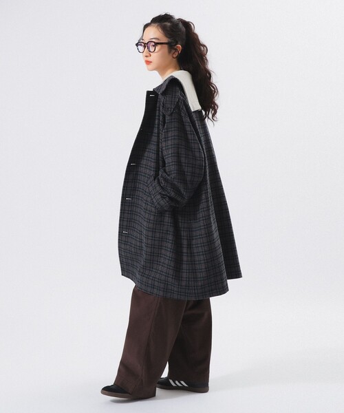 ✨美品✨beamsboy バッファローチェックノーカラーコート ギンガムチェック BEAMS BOY コート アウター ガンクラブ チェック レディース